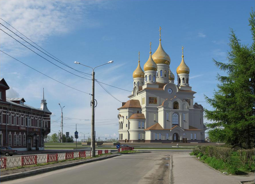 Архангельск ночью храм